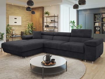 Gabina 3-seters sovesofa med divan - svart - Møbler - Sofaer - Sovesofaer