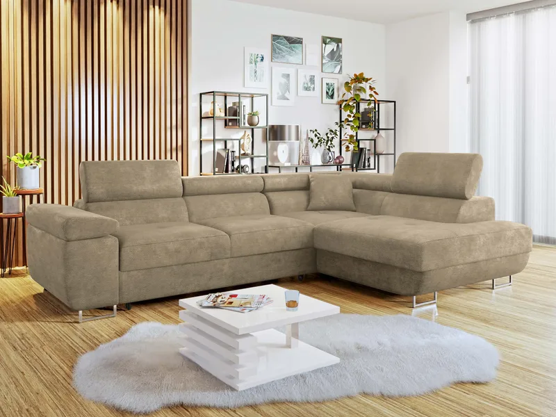 Gabina 4-seters sovesofa med sjeselong - beige - Møbler - Sofaer - Sovesofaer