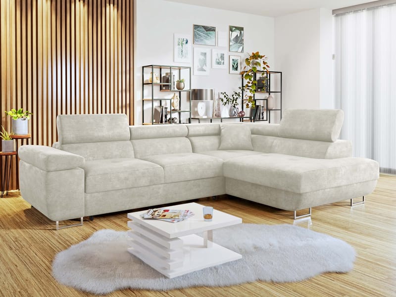Gabina 4-seters sovesofa med sjeselong - beige - Møbler - Sofaer - Sovesofaer