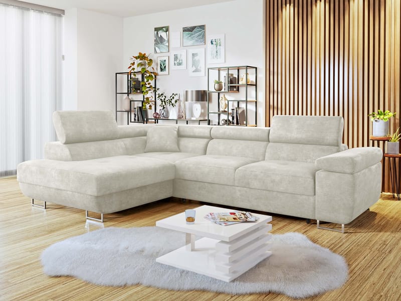 Gabina 4-seters sovesofa med sjeselong - beige - Møbler - Sofaer - Sovesofaer