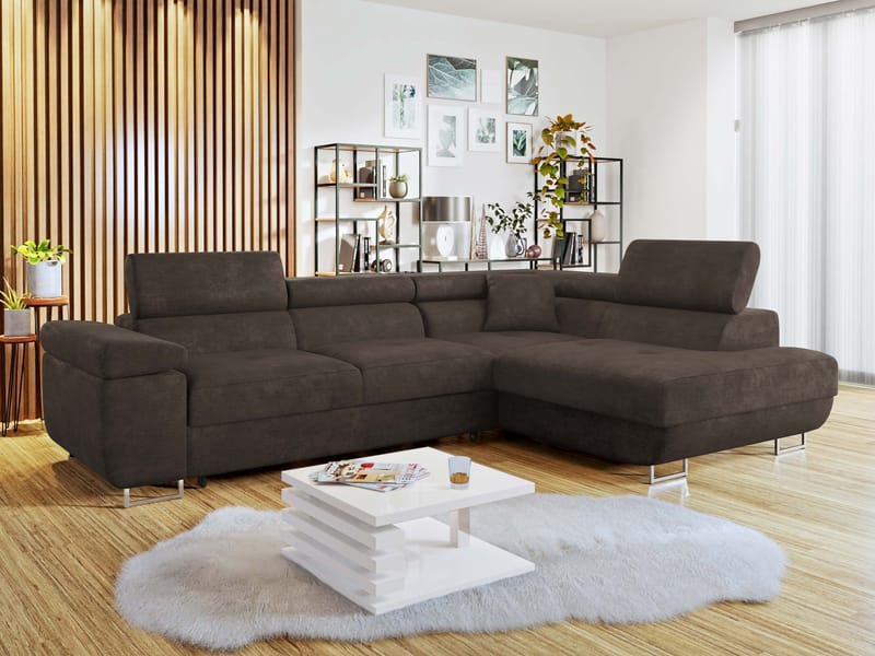 Gabina 4-seters sovesofa med sjeselong - brun - Møbler - Sofaer - Sovesofaer
