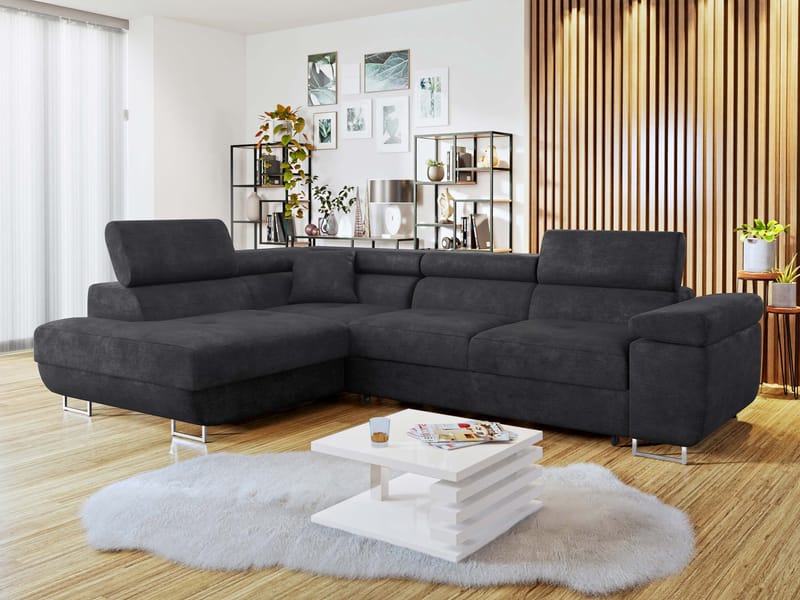 Gabina 4-seters sovesofa med sjeselong - svart - Møbler - Sofaer - Sovesofaer