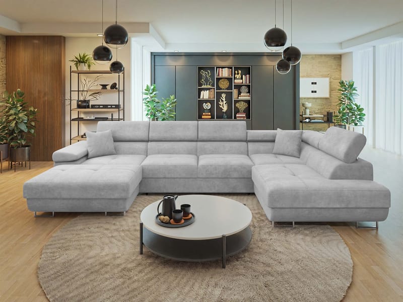 Gabina 5-seters U-formet sovesofa med divan og sjeselong - grå - Møbler - Sofaer - Sovesofaer
