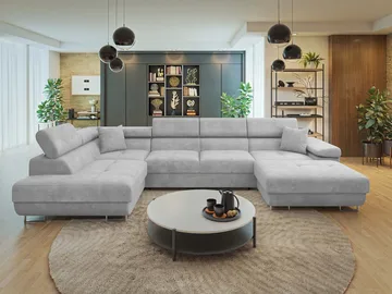 Gabina 5-seters U-formet sovesofa med divan og sjeselong - grå - Møbler - Sofaer - Sovesofaer