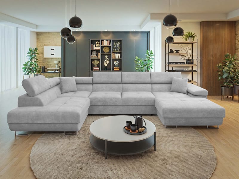 Gabina 5-seters U-formet sovesofa med divan og sjeselong - grå - Møbler - Sofaer - Sovesofaer