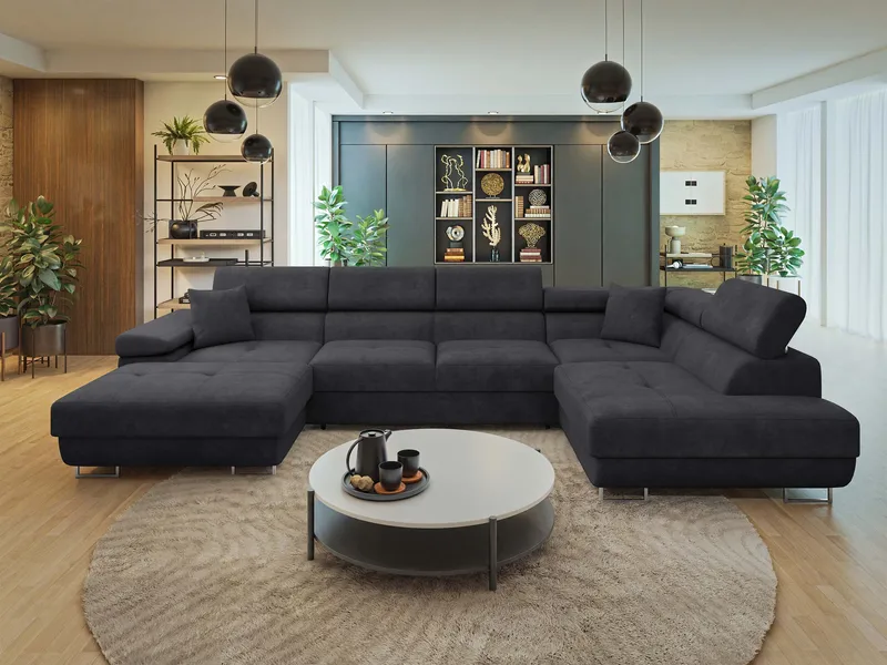 Gabina 5-seters U-formet sovesofa med divan og sjeselong - svart - Møbler - Sofaer - Sovesofaer