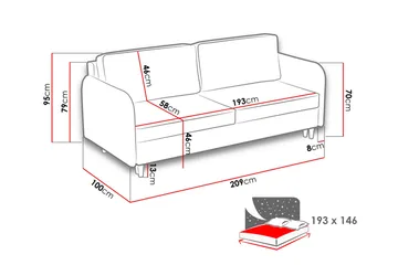 Gaja 2-seter Sofa - Rosa - Møbler - Sofaer - Sovesofaer