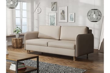 Gaja 2-seter Sovesofa Runde Armlener i Stoff - Beige - Møbler - Sofaer - Sovesofaer