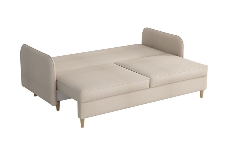Gaja 2-seter Sovesofa Runde Armlener i Stoff - Beige - Møbler - Sofaer - Sovesofaer
