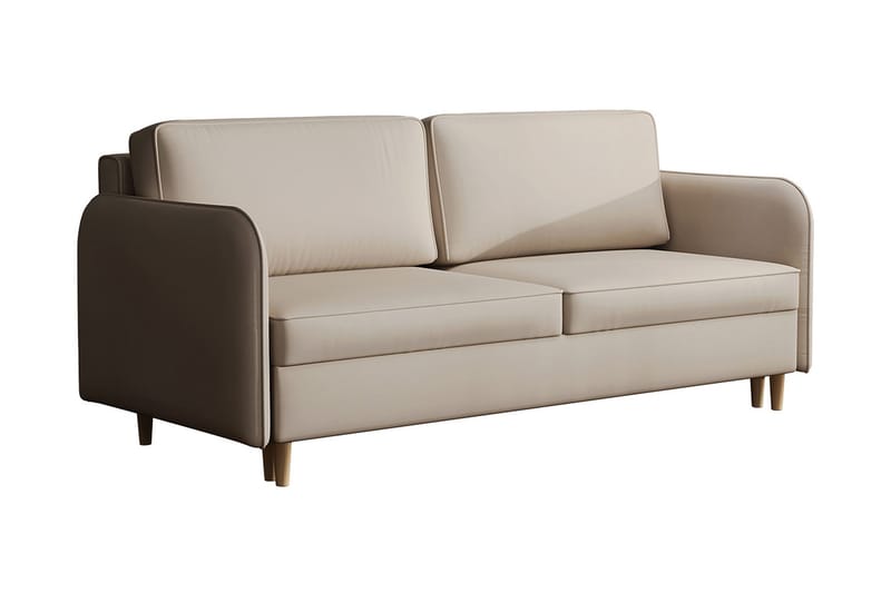 Gaja 2-seter Sovesofa Runde Armlener i Stoff, Beige