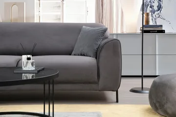 Gajanejos 3-seter Venstre L-formet Sovesofa med Sjeselong i Fløyel - Antrasitt - Møbler - Sofaer - Sovesofaer