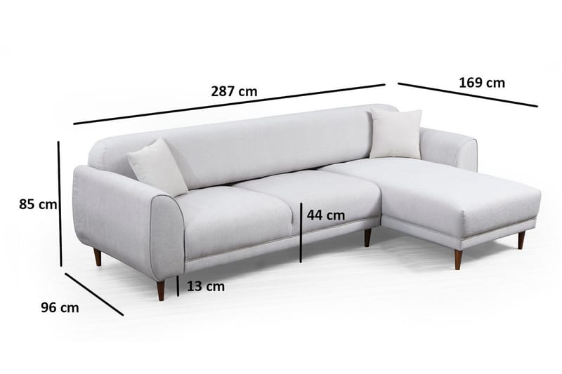 Gajanejos 5-seter Høyrevendt L-formet Sovesofa 87x237 cm i Stoff - Beige - Møbler - Sofaer - Sovesofaer