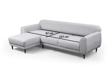 Gajanejos 5-seter Venstrevendt L-formet Sovesofa 87x237 cm i Stoff - Lysegrå - Møbler - Sofaer - Sovesofaer