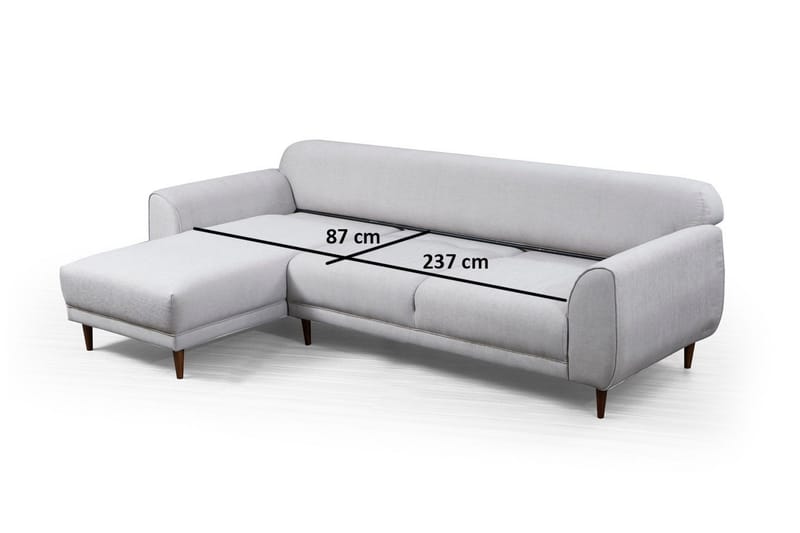 Gajanejos 5-seter Venstrevendt L-formet Sovesofa 87x237 cm i Stoff - Lysegrå - Møbler - Sofaer - Sovesofaer