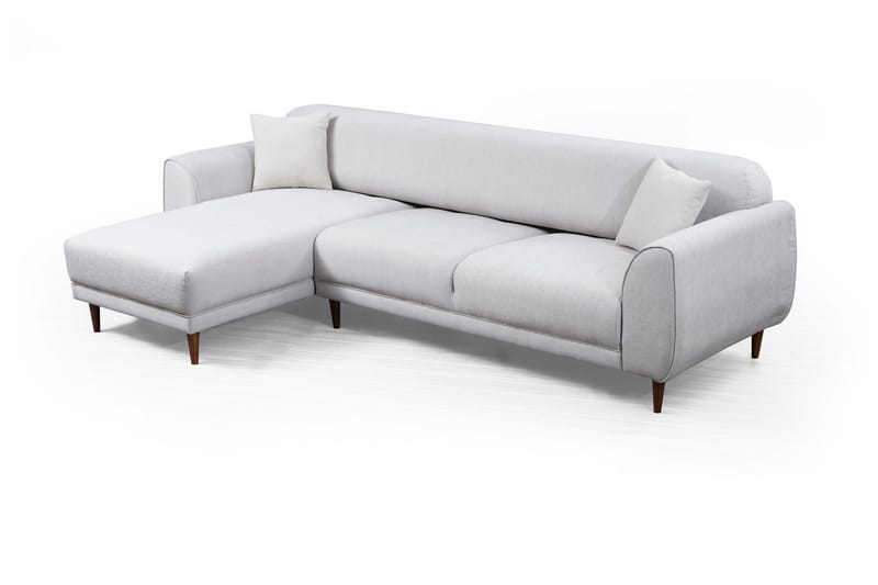 Gajanejos 5-seter Venstrevendt L-formet Sovesofa 87x237 cm i Stoff - Lysegrå - Møbler - Sofaer - Sovesofaer