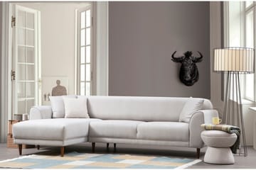 Gajanejos 5-seter Venstrevendt L-formet Sovesofa 87x237 cm i Stoff - Lysegrå - Møbler - Sofaer - Sovesofaer