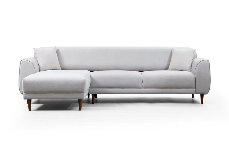 Gajanejos 5-seter Venstrevendt L-formet Sovesofa 87x237 cm i Stoff, Lysegrå