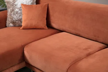 Gajanejos Venstrevendt Sovesofa med Sjeselong 87x237 cm i Fløyel - Terrakotta - Møbler - Sofaer - Sovesofaer