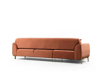 Gajanejos Venstrevendt Sovesofa med Sjeselong 87x237 cm i Fløyel - Terrakotta - Møbler - Sofaer - Sovesofaer