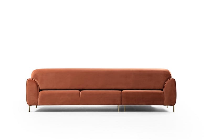 Gajanejos Venstrevendt Sovesofa med Sjeselong 87x237 cm i Fløyel - Terrakotta - Møbler - Sofaer - Sovesofaer
