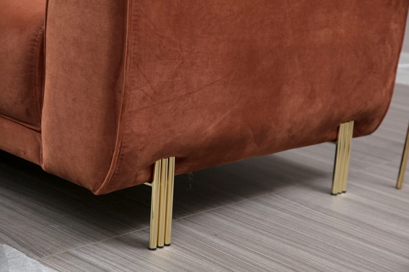 Gajanejos Venstrevendt Sovesofa med Sjeselong 87x237 cm i Fløyel - Terrakotta - Møbler - Sofaer - Sovesofaer