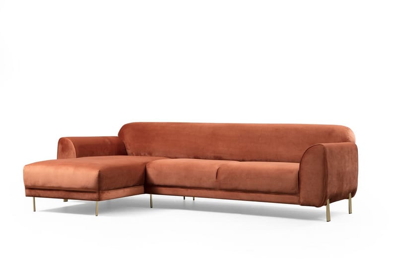 Gajanejos Venstrevendt Sovesofa med Sjeselong 87x237 cm i Fløyel - Terrakotta - Møbler - Sofaer - Sovesofaer
