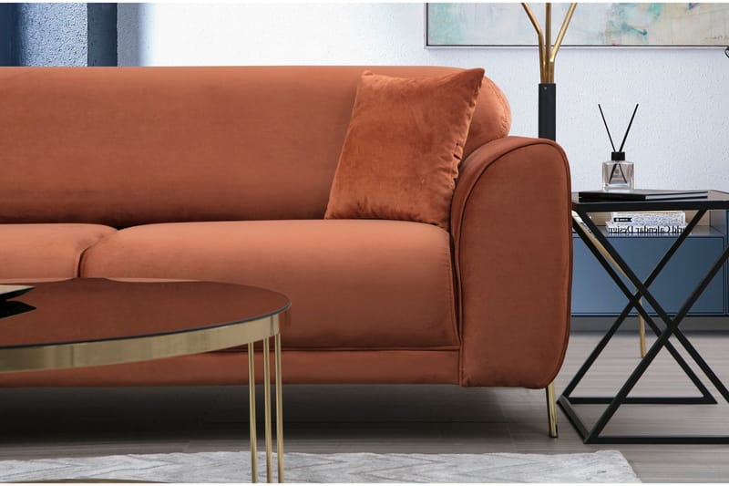 Gajanejos Venstrevendt Sovesofa med Sjeselong 87x237 cm i Fløyel - Terrakotta - Møbler - Sofaer - Sovesofaer