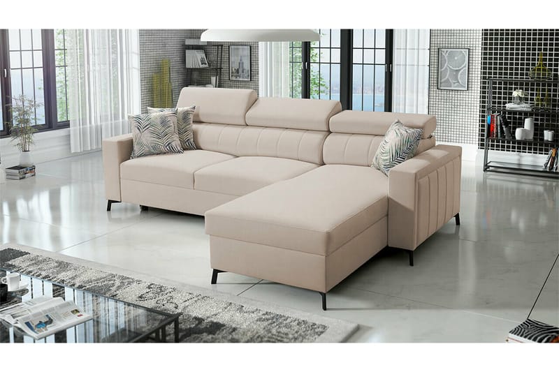 Galbally 3-seters Hjørnesovesofa - Beige - Sovesofaer - Hjørnesovesofa