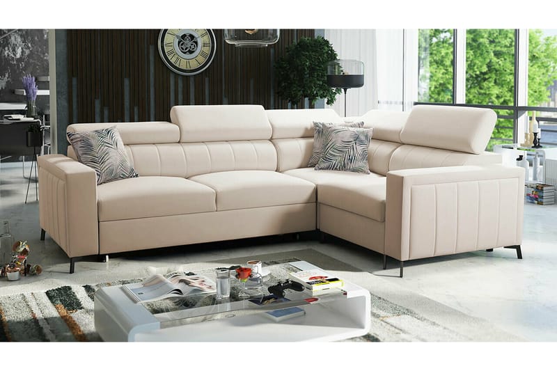 Galbally 3-seters Hjørnesovesofa - Beige - Sovesofaer - Hjørnesovesofa