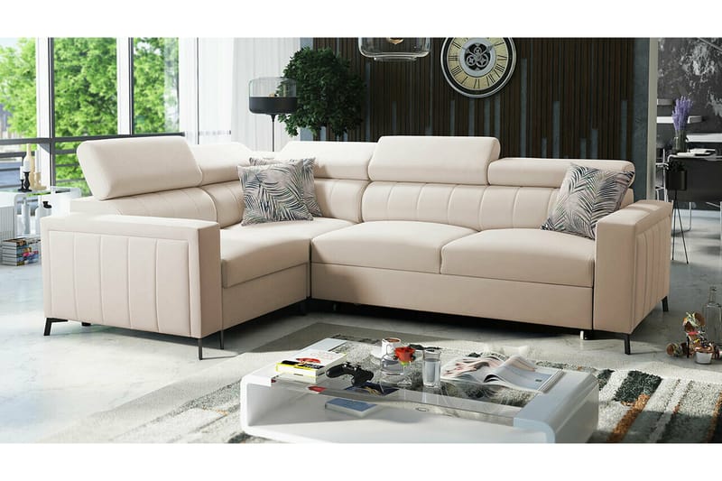 Galbally 3-seters Hjørnesovesofa - Beige - Sovesofaer - Hjørnesovesofa