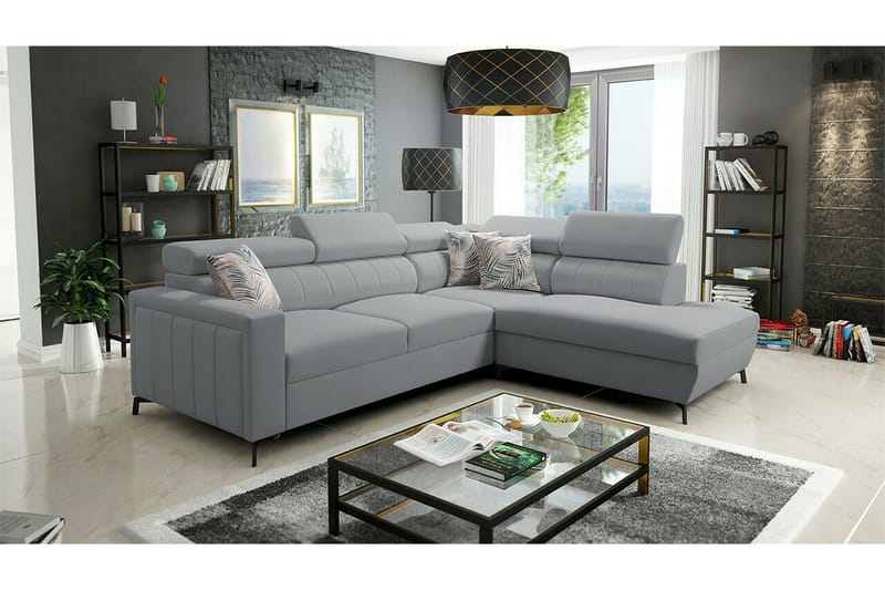 Galbally 3-seters Hjørnesovesofa - Grå/Lysegrå - Møbler - Sofaer - Sovesofaer