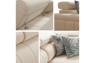 Galbally 3-seters Hjørnesovesofa Høyre 275x198 cm med Oppbevaring i Fløyel - Beige - Møbler - Sofaer - Sovesofaer