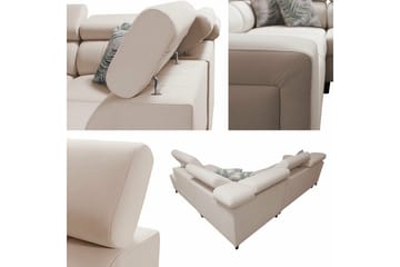 Galbally 3-seters Hjørnesovesofa Høyre 275x224 cm med Oppbevaring i Fløyel - Mørkebrun - Møbler - Sofaer - Sovesofaer