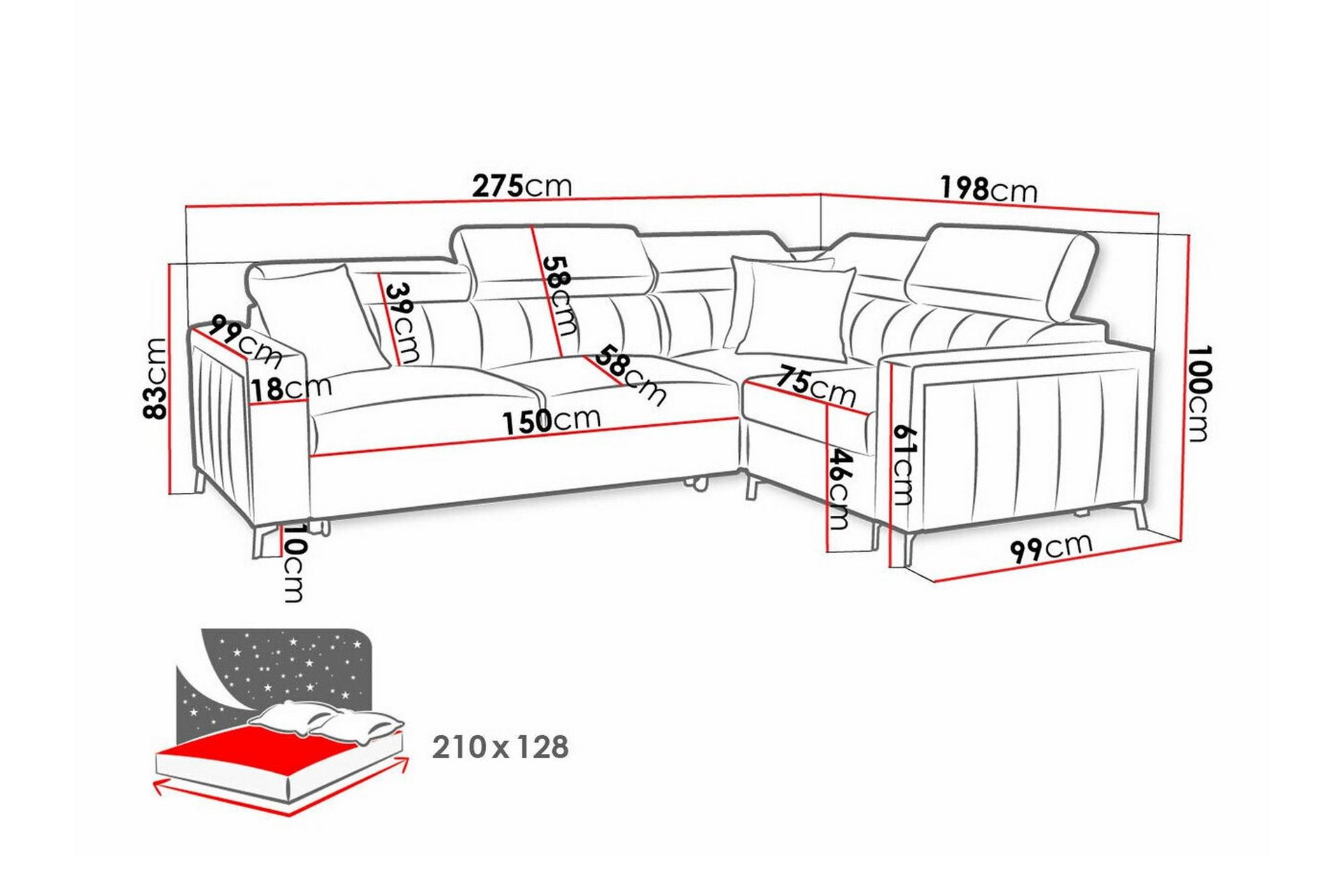 Galbally 3-seters Hjørnesovesofa - Lysegrå - Møbler - Sofaer - Sovesofaer