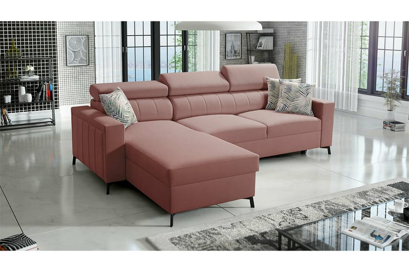 Galbally 3-seters Hjørnesovesofa - Lyserosa - Møbler - Sofaer - Sovesofaer