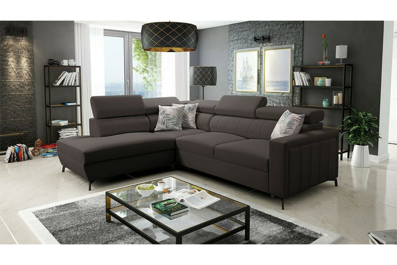 Galbally 3-seters Hjørnesovesofa - Mørkebrun - Møbler - Sofaer - Sovesofaer