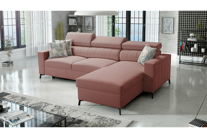 Galbally 3-seters Hjørnesovesofa - Rosa - Møbler - Sofaer - Sovesofaer