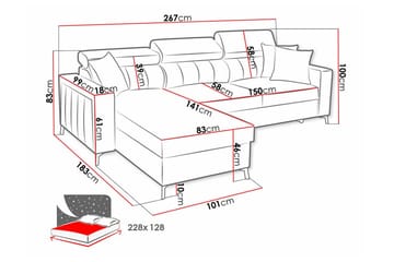 Galbally 3-seters Hjørnesovesofa - Rosa - Møbler - Sofaer - Sovesofaer