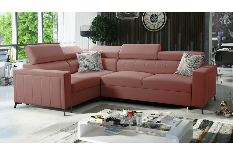 Galbally 3-seters Hjørnesovesofa - Rosa - Møbler - Sofaer - Sovesofaer