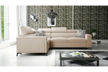 Galbally 3-seters Hjørnesovesofa Venstre 275x198 cm med Oppbevaring i Fløyel - Beige - Møbler - Sofaer - Sovesofaer