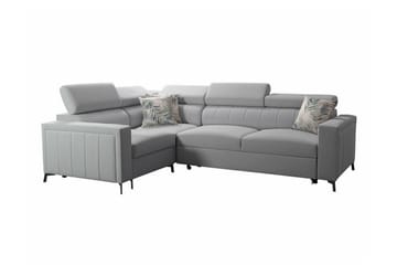 Galbally 3-seters Hjørnesovesofa Venstre 275x198 cm med Oppbevaring i Fløyel - Lysegrå - Møbler - Sofaer - Sovesofaer