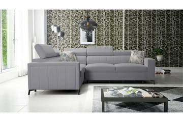 Galbally 3-seters Hjørnesovesofa Venstre 275x198 cm med Oppbevaring i Fløyel - Lysegrå - Møbler - Sofaer - Sovesofaer