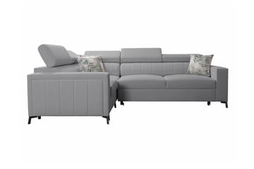 Galbally 3-seters Hjørnesovesofa Venstre 275x198 cm med Oppbevaring i Fløyel - Lysegrå - Møbler - Sofaer - Sovesofaer
