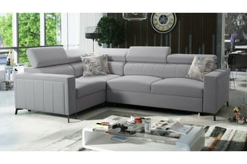 Galbally 3-seters Hjørnesovesofa Venstre 275x198 cm med Oppbevaring i Fløyel - Lysegrå - Møbler - Sofaer - Sovesofaer