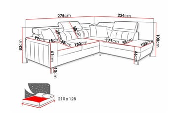 Galbally 3-seters hjørnesovesofa - Møbler - Sofaer - Sovesofaer