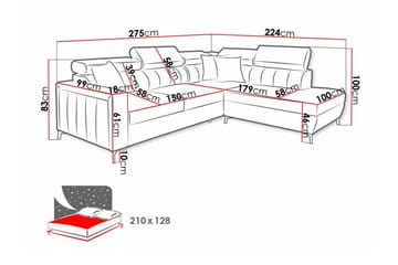 Galbally 3-seters hjørnesovesofa - Møbler - Sofaer - Sovesofaer