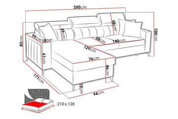 Galbally 3-seters hjørnesovesofa - Møbler - Sofaer - Sovesofaer