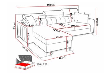 Galbally 3-seters hjørnesovesofa - Møbler - Sofaer - Sovesofaer