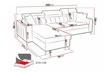 Galbally 3-seters hjørnesovesofa - Møbler - Sofaer - Sovesofaer