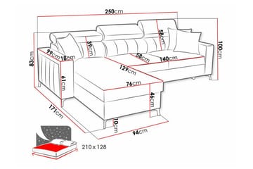 Galbally 3-seters hjørnesovesofa - Møbler - Sofaer - Sovesofaer